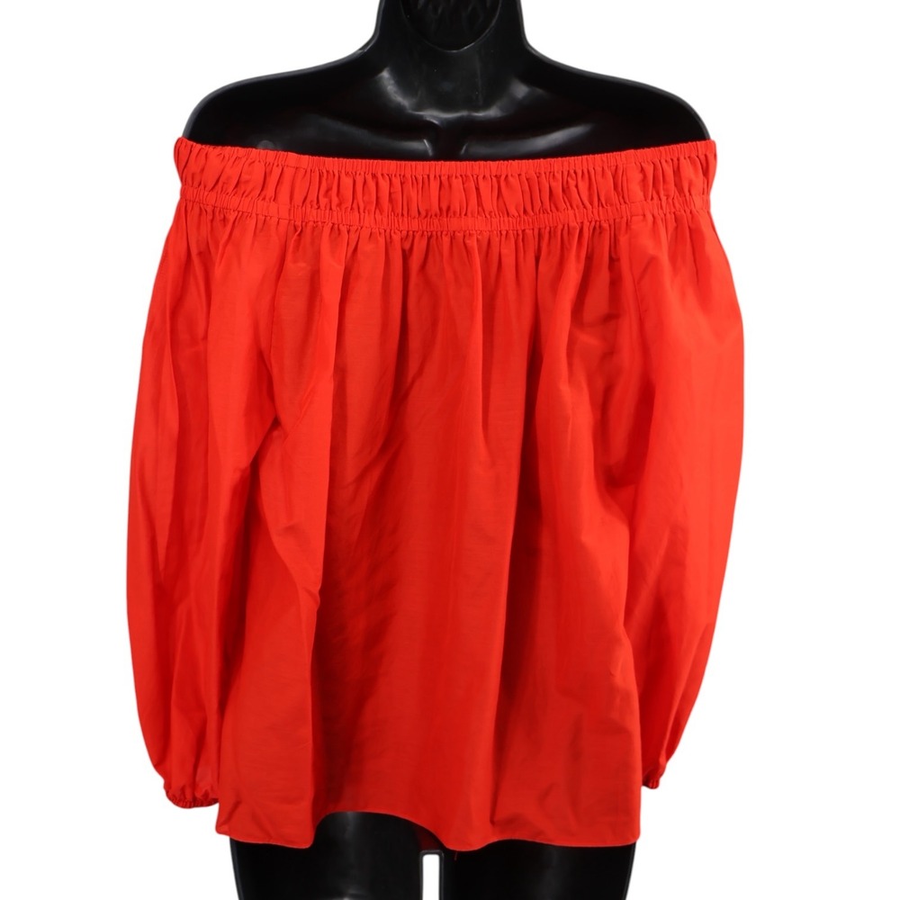 AG Los Angeles Red Off Shoulder Cotton Silk Blouse Top S NWOT Boho - Picture 2 of 6